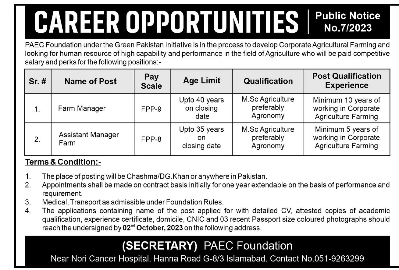 Pakistan Atomic Energy Commission (PAEC) Jobs 2023 Advertisement