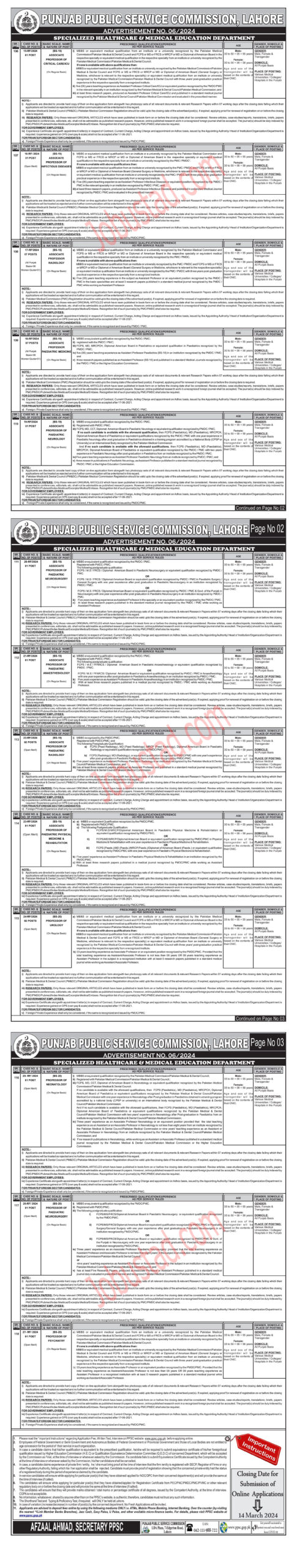 The Punjab Public Service Commission (PPSC), Lahore, has announced its latest job opportunities in its Advertisement No. 06/2024, targeting professionals for the Specialized Healthcare & Medical Education Department. This comprehensive guide aims to break down the essential details, requirements, and how to apply for these positions, ensuring clarity and assistance for prospective applicants.